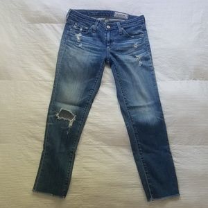 AG "The Stilt" destroyed cropped skinny jeans
